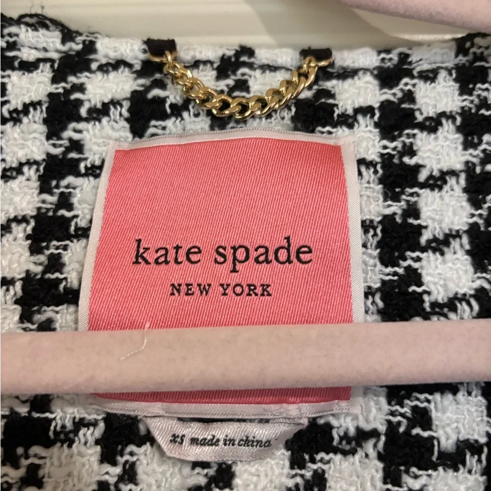 Kate Spade  Black and White Houndstooth Long Coat and dress set
